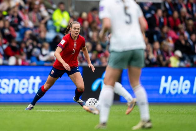 260609 Marthine ostenstad of Norway during the FIFA Women s World Cup Qualifier football match between Norway and Austria on June 9, 2026 in Oslo. Photo: Marius Simensen BILDBYRAN COP 238 MM0070 bbeng fotball soccer football fotboll FIFA World Cup, WM, Weltmeisterschaft, Fussball qualifiers vm-kvalifisering kvinner vm kvalik landskamp dam norge norway austria osterrike