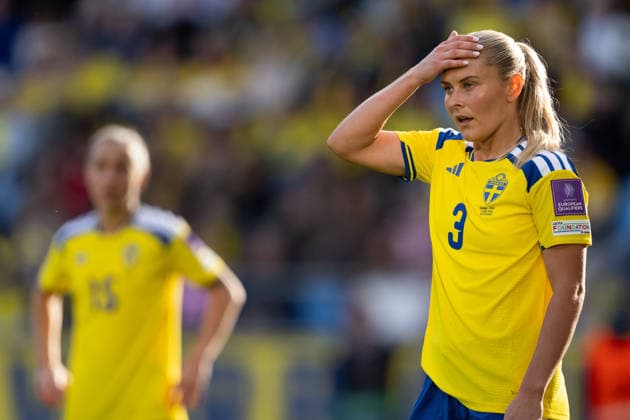 260609 Amanda NildÃ n of Sweden looks dejected during the FIFA Women s World Cup Qualifier football match between Sweden and Italy on June 9, 2026 in Gothenburg. Photo: Mathias Bergeld BILDBYRAN kod MB CS0935 fotboll football soccer fotball vm-kval kval fifa womens world cup qualifier qualifier sverige sweden italien italy dam bbeng depp