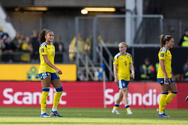 260609 Felicia Schröder of Sweden looks dejected after 0-2 during the FIFA Women s World Cup Qualifier football match between Sweden and Italy on June 9, 2026 in Gothenburg. Photo: Michael Erichsen BILDBYRAN COP 89 CS0935 fotboll football soccer fotball vm-kval kval fifa womens world cup qualifier qualifier sverige sweden italien italy dam bbeng depp