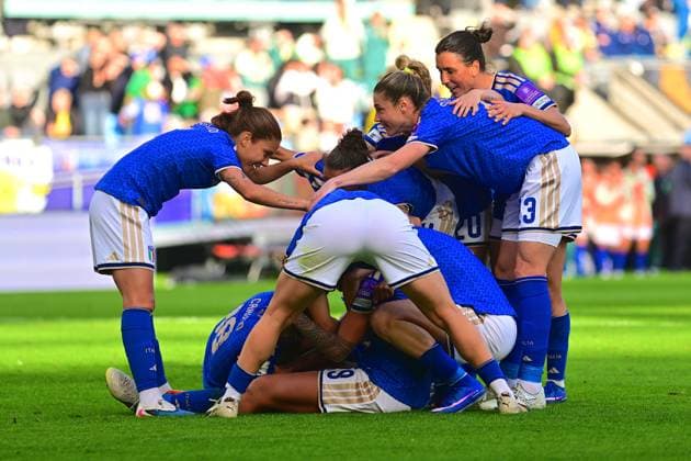 Gamla Ullevi GOTHENBURG, SWEDEN - JUNE 9: Italy celebrates goal in the World Cup 2027 qualifier match between Sweden and Italy at Gamla Ullevi on June 9, 2026 in Gothengurg, Sweden. (Peter Sonander SPP)  Copyright: xPeterxSonander SPPx Sportspressphoto_SPR164050