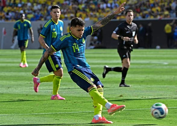RECORD DATE NOT STATED 7th June, 2026; Snapdragon Stadium, San Diego, California, United States of America; International Friendly, Länderspiel, Nationalmannschaft Football, Colombia versus Jordan; Gustavo Puerta of Colombia cross the ball into the box JulianxMedina DiaEsportivo