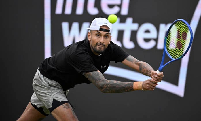 Nick Kyrgios (AUS) Aktion Tennis Herren BOSS Open ATP, Tennis Herren 250 Stuttgart 2026 Weissenhof BOSS Open ATP 250 Stuttgart 2026