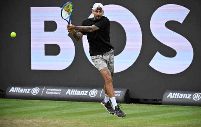 Nick Kyrgios (AUS) Aktion Tennis Herren BOSS Open ATP, Tennis Herren 250 Stuttgart 2026 Weissenhof BOSS Open ATP 250 Stuttgart 2026