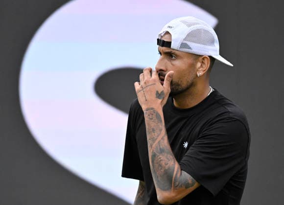 Nick Kyrgios (AUS) Gestik Geste Tennis Herren BOSS Open ATP, Tennis Herren 250 Stuttgart 2026 Weissenhof BOSS Open ATP 250 Stuttgart 2026