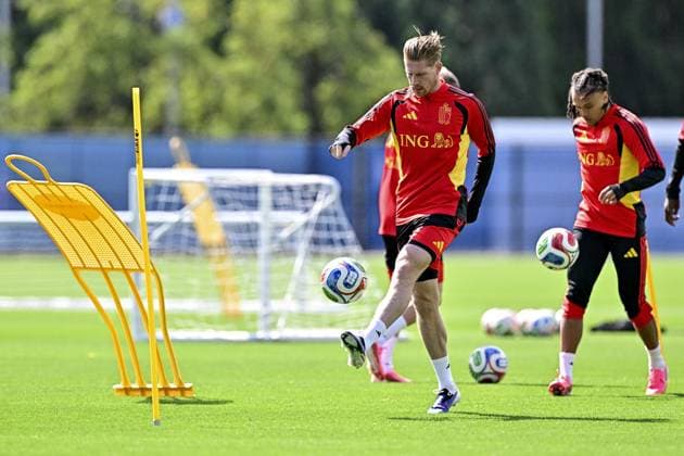 Belgium s Kevin De Bruyne and Belgium s Diego Da Silva Moreira pictured during the first training session of Belgian national soccer team Red Devils in their base camp, home of the Seattle Sounders, Renton, Seattle, USA, on Tuesday 09 June 2026. The Red Devils arrived yesterday and to prepare for the 2026 FIFA World Cup, WM, Weltmeisterschaft, Fussball DIRKxWAEM  x176870808x