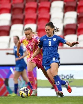 Amy Muir of Scotland Women and Rahel Steinschneider of Israel Women Israel Women v Scotland Women, FIFA 2027 Women s World Cup Qualifying, Football, Bozsnik Arena, Budapest, Hungary - 09 Jun 2026Budapest Bozsnik Arena Hungary EDITORIAL USE ONLY No use with unauthorised audio, video, data, fixture lists, club league logos or live services. Online in-match use limited to 120 images, no video emulation. No use in betting, games or single club league player publications.  Copyright: xNikolaxKrstic Shutterstockx 16911191bb