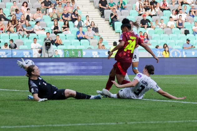 09.06.2026, xgrfx, Fussball WM Qualifikation Frauen, Slowenien - Deutschland v.l. Tor, Shekiera Martinez zum 0:2 (Deutsche Frauennationalmannschaft) (DFL DFB REGULATIONS PROHIBIT ANY USE OF PHOTOGRAPHS as IMAGE SEQUENCES and or QUASI-VIDEO) Ljubljana