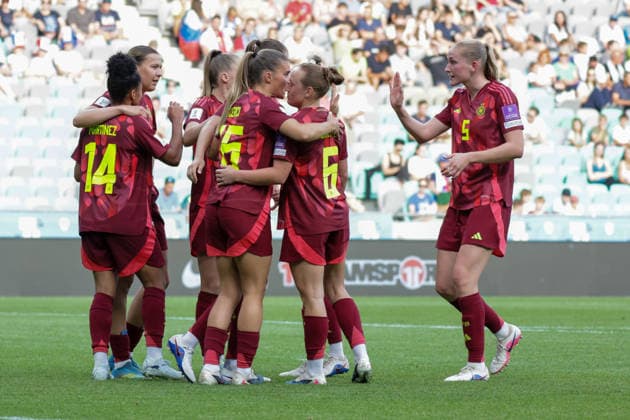 09.06.2026, xgrfx, Fussball WM Qualifikation Frauen, Slowenien - Deutschland v.l. Tor, Shekiera Martinez zum 0:2 (Deutsche Frauennationalmannschaft) (DFL DFB REGULATIONS PROHIBIT ANY USE OF PHOTOGRAPHS as IMAGE SEQUENCES and or QUASI-VIDEO) Ljubljana