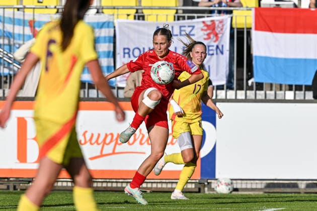 SOCCER WOMEN UEFA QUALIFIERS B4 MD6 LUXEMBURG VS BELGIUM Aina Fernandez Berenguer (21) of Luxemburg pictured during a women football game between the national teams of Luxemburg and Belgium , called the Red Flames , on the sixth match day in League B Group B4 in the league stage of the 2026-27 UEFA Women s European Qualifiers competition , on Tuesday 9 June 2026 in Esch-sur-Alzette , Luxemburg . PHOTO SPORTPIX Stijn Audooren Esch-sur-Alzette Stade de la Frontiere Luxemburg  Copyright: xSportpix.bex xStijnxAudoorenxStijnxAudoorenx