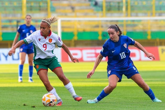 Croatia v Bulgaria: FIFA Women s World Cup 2027 Qualifiers Lora Petrova of BUlgaria and Bianca Galic of Croatia copetes for the balll during the FIFA Women s World Cup 2027 Qualifier match match between Croatia and Bulgaria at Aldo Drosina Stadium on June 09, 2026. in Pula, Croatia.  SreckoxNiketic PIXSELL