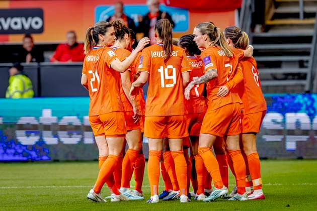 ALMELO - Netherlands player Wieke Kaptein scores the 1-0 and celebrates the goal during the World Cup Qualifiers at Asito Stadium on June 9, 2026 in Almelo, the Netherlands. (Photo by DeFodi Images) -