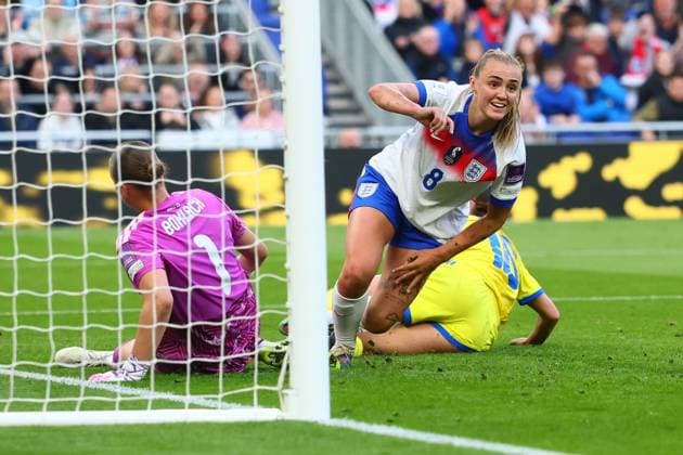 Georgia Stanway of England scores to make it 2-0 and celebrates England Women v Ukraine Women, FIFA 2027 Women s World Cup Qualifying, Football, Hill Dickinson Stadium, Liverpool, UK - 09 Jun 2026Liverpool Hill Dickinson Stadium United Kingdom EDITORIAL USE ONLY No use with unauthorised audio, video, data, fixture lists, club league logos or live services. Online in-match use limited to 120 images, no video emulation. No use in betting, games or single club league player publications.  Copyright: xPaulxCurrie Shutterstockx 16919205au
