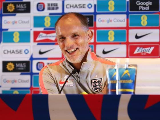 Thomas Tuchel, manager of England, during a press conference, PK, Pressekonferenz England Press Conference, 2026 FIFA World Cup, WM, Weltmeisterschaft, Fussball Football, Hilton West Palm Beach Hotel, Palm Beach, Florida, USA - 09 Jun 2026Florida Florida Blue Training Centre United States of America EDITORIAL USE ONLY No use with unauthorised audio, video, data, fixture lists, club league logos or live services. Online in-match use limited to 120 images, no video emulation. No use in betting, games or single club league player publications.  Copyright: xChrisxArjoon Shutterstockx 16918907n