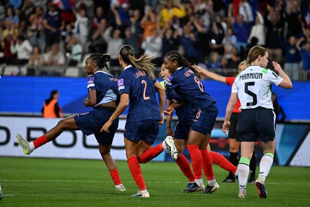Football FÃ minin : France F vs Irlande F- qualification coupe du monde - 09 06 2026 Melvine MALARD of France scoring goal during the Women s World Cup qualifying match between France F and Irland F at Alpes stadium Grenoble on June 09 2026 , France GRENOBLEFrance  Copyright: xMouradxAllilix