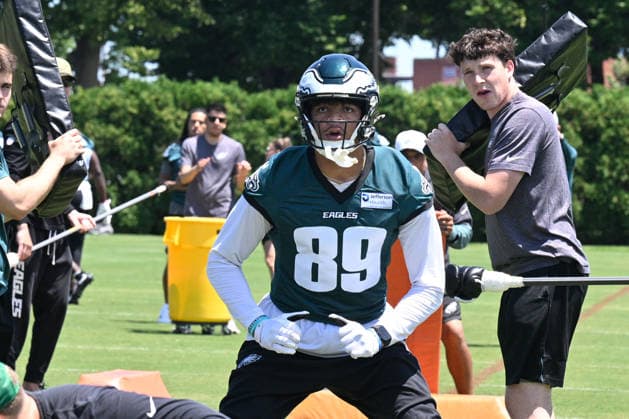 PHILADELPHIA, PA - JUNE 09: Philadelphia Eagles wide receiver Johnny Wilson 89 is shown during the Philadelphia Eagles off season minicamp on June 9th, 2026 at the Jefferson Health Training Complex in Philadelphia, PA. (Photo by Terence Lewis Icon Sportswire) NFL, American Football Herren, USA JUN 09 Philadelphia Eagles Minicamp EDITORIAL USE ONLY Icon260609026