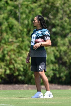 PHILADELPHIA, PA - JUNE 09: Philadelphia Eagles wide receiver Makal Lemon 9 is shown during the Philadelphia Eagles off season minicamp on June 9th, 2026 at the Jefferson Health Training Complex in Philadelphia, PA. (Photo by Terence Lewis Icon Sportswire) NFL, American Football Herren, USA JUN 09 Philadelphia Eagles Minicamp EDITORIAL USE ONLY Icon260609030