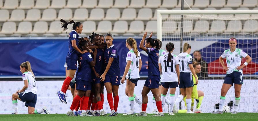 2027 FIFA Women s World Cup Qualifier, Stade des Alpes, Grenoble, France 9 6 2026 France vs Republic of Ireland France s Melvine Malard celebrates scoring her sides first goal with teammates Melvine Malard celebrates scoring her sides first goal with teammates 9 6 2026  Copyright: x INPHO BenxBradyx BB3_0223