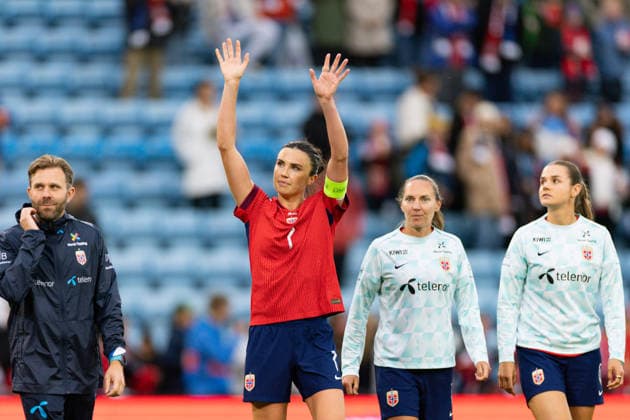 OSLO, NORWAY - JUNE 09: Ingrid Engen of Norway are seen after winning the FIFA Womens World Cup 2027 Qualifier match between Norway and Austria at Ullevaal Stadium on June 09, 2026 in Oslo, Norway. (Photo by Ane Frosaker Sports Press Photo)  Copyright: xAnexFrosakerx xSPPx Sportspressphoto_SPR164128