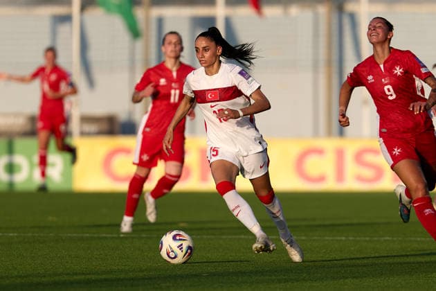 Kezban Taf of Switzerland is in action during the UEFA Women™s European Qualifiers League B Group B2 soccer match between Malta and Türkiye at the Centenary Stadium in Ta™ Qali, Malta, on 09 June 2026. UEFA Women™s European Qualifiers - Malta v Turkiye
