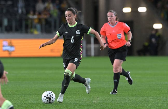 June 9, 2026, Parramatta, Australia: Clare Wheeler (L) of Australia women football team and referee Stacey Pearson (R) seen in action during the women s International Friendly, Länderspiel, Nationalmannschaft match between Australia and Mexico held at Commbank Stadium. Final score; Australia 3:1 Mexico. Parramatta Australia - ZUMAs197 20260609_aaa_s197_231 Copyright: xLuisxVeniegrax
