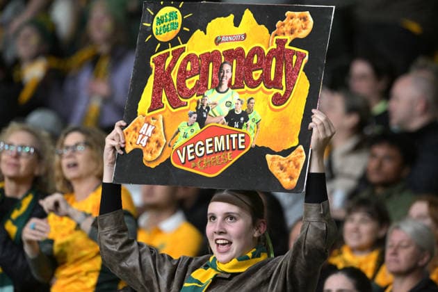 June 9, 2026, Parramatta, Australia: A fan seen waving a sign during the women s International Friendly, Länderspiel, Nationalmannschaft match between Australia and Mexico held at Commbank Stadium. Final score; Australia 3:1 Mexico. Parramatta Australia - ZUMAs197 20260609_aaa_s197_242 Copyright: xLuisxVeniegrax