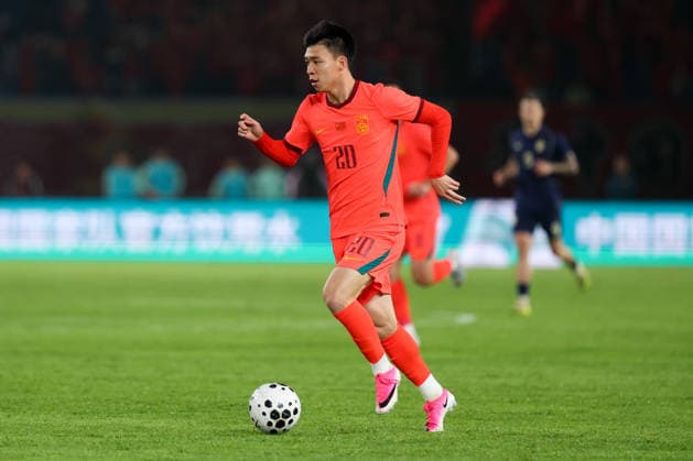 JINHUA, CHINA - JUNE 09: Wang Yudong of Team China drives the ball during CFA Team China International Football Competition Jinhua 2026 between China and Thailand at Jinhua Sports Centre Stadium on June 9, 2026 in Jinhua, Zhejiang Province of China.  Copyright: xWuxZhizhaox 111647152946