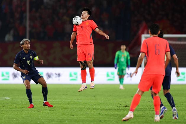 JINHUA, CHINA - JUNE 09: Liu Haofan of Team China competes for the ball during CFA Team China International Football Competition Jinhua 2026 between China and Thailand at Jinhua Sports Centre Stadium on June 9, 2026 in Jinhua, Zhejiang Province of China.  Copyright: xWuxZhizhaox 111647141363