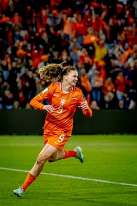 ALMELO - Netherlands player Liz Rijsbergen celebrates the goal during the World Cup Qualifiers at Asito Stadium on June 9, 2026 in Almelo, the Netherlands. (Photo by DeFodi Images) -