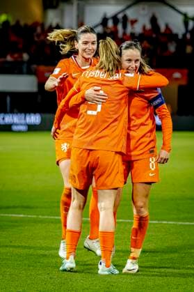 ALMELO - Netherlands player Liz Rijsbergen celebrates the goal during the World Cup Qualifiers at Asito Stadium on June 9, 2026 in Almelo, the Netherlands. (Photo by DeFodi Images) -