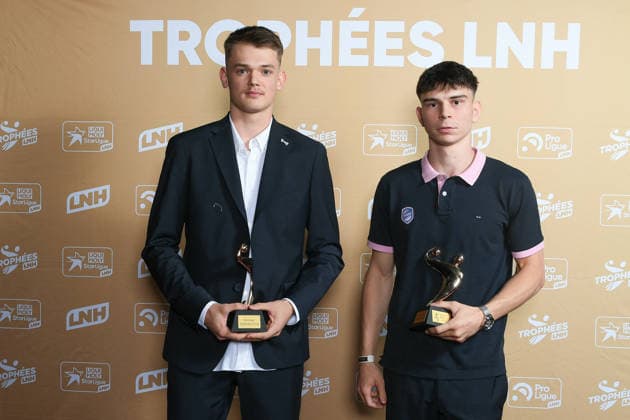 Trophees LNH 2026 - Paris Romeo Kersauson and Emilien Peyronnet are recognized during the Trophees LNH 2026 ceremony at Theâtre Marigny on the Champs-Élysees in Paris, France on June 9, 2026, as the Ligue Nationale de Handball celebrates the season s emerging talents. Paris France  Copyright: xUrmanxLionel ABACAx