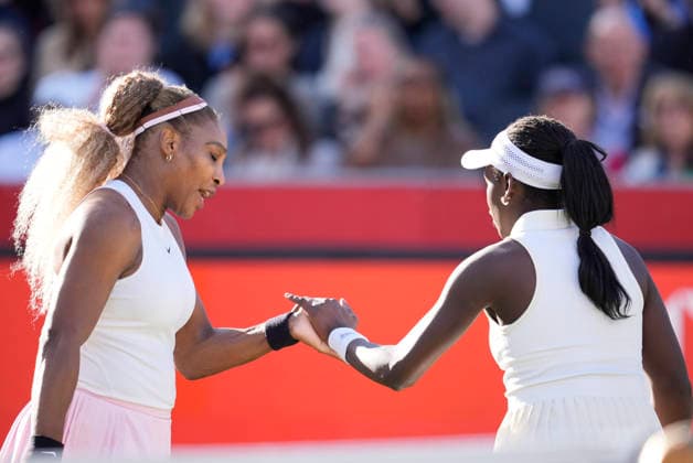 HSBC Championships - Day Two Serena Williams and Victoria Mboko compete during their round of 16 doubles match at The HSBC Championships 2026 women s tennis tournament at The Queen s Club in London, England, on June 9, 2026. London Greater London United Kingdom  Copyright: xOwenxHammondx originalFilename:hammond-thehsbcc260609_npFQQ.jpg
