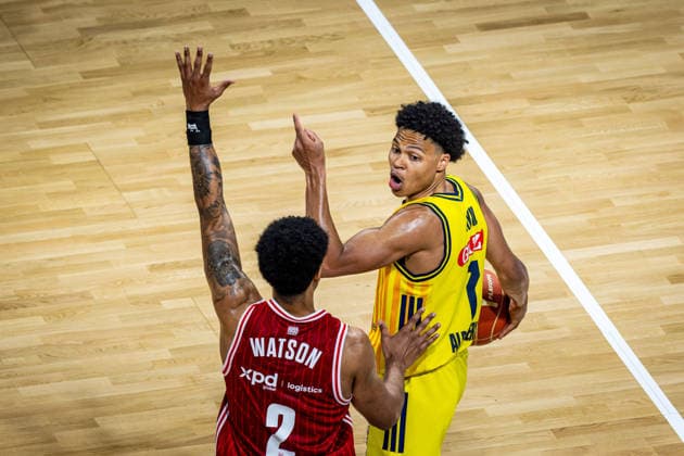 Basketball Berlin 019.06.2026 Saison 2025 2026 EasyCredit BBL 1. Bundesliga Männer, Herren Playoffs Halbfinale Spiel 5 Alba Berlin - BMA365 Bamberg Baskets Jack Kayil (Alba Berlin, No.07) Ibrahim Watson-Boye (Bamberg, No.02) Ibrahim Watson