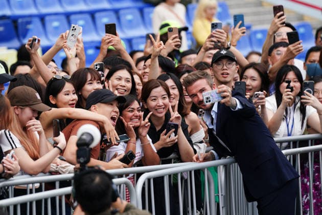David Beckham In Hong Kong Former English Soccer player David Beckham taking a selfie at an event on June 10, 2026 in Hong Kong. (Photo by Ellan Mad Nexpher Images) Hong Kong
