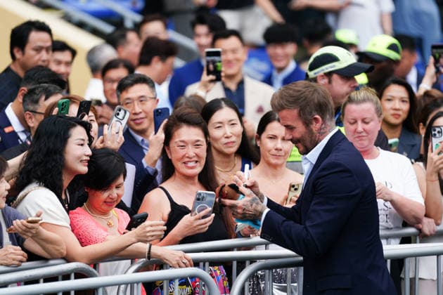 David Beckham In Hong Kong Former English Soccer player David Beckham signing a plush doll at an event on June 10, 2026 in Hong Kong. (Photo by Ellan Mad Nexpher Images) Hong Kong