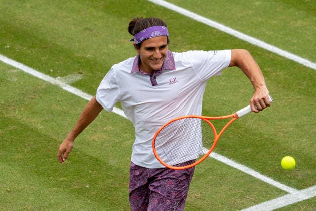 Mattia Bellucci, Jubel, Freude, Emotionen, Geste, Mattia Bellucci vs. Yannick Hanfmann, Tennis, ATP, Tennis Herren Turnier, Boss-Open, Center-Court, Achtelfinale, 10.06.2026, Mattia Bellucci vs. Yannick Hanfmann, Tennis, ATP-Turnier, Boss-Open, Center-Court, Achtelfinale, 10.06.2026, Stuttgart