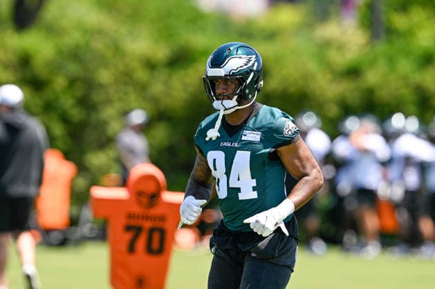 PHILADELPHIA, PA - JUNE 09: Philadelphia Eagles tight end E.J. Jenkins 84 is shown during the Philadelphia Eagles off season minicamp on June 9th, 2026 at the Jefferson Health Training Complex in Philadelphia, PA. (Photo by Terence Lewis Icon Sportswire) NFL, American Football Herren, USA JUN 09 Philadelphia Eagles Minicamp EDITORIAL USE ONLY Icon260609064