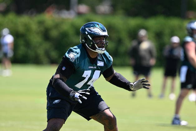 PHILADELPHIA, PA - JUNE 09: Philadelphia Eagles offensive tackle Fred Johnson 74 is shown during the Philadelphia Eagles off season minicamp on June 9th, 2026 at the Jefferson Health Training Complex in Philadelphia, PA. (Photo by Terence Lewis Icon Sportswire) NFL, American Football Herren, USA JUN 09 Philadelphia Eagles Minicamp EDITORIAL USE ONLY Icon260609088