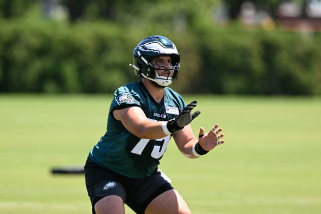 PHILADELPHIA, PA - JUNE 09: Philadelphia Eagles offensive lineman Jake Majors 75 is shown during the Philadelphia Eagles off season minicamp on June 9th, 2026 at the Jefferson Health Training Complex in Philadelphia, PA. (Photo by Terence Lewis Icon Sportswire) NFL, American Football Herren, USA JUN 09 Philadelphia Eagles Minicamp EDITORIAL USE ONLY Icon260609092