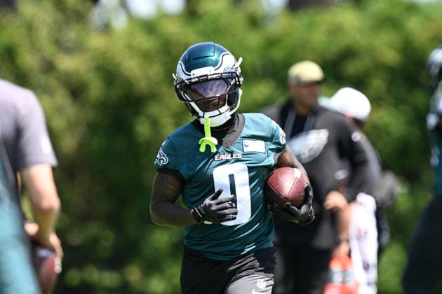 PHILADELPHIA, PA - JUNE 09: Philadelphia Eagles wide receiver Hollywood Brown 0 is shown during the Philadelphia Eagles off season minicamp on June 9th, 2026 at the Jefferson Health Training Complex in Philadelphia, PA. (Photo by Terence Lewis Icon Sportswire) NFL, American Football Herren, USA JUN 09 Philadelphia Eagles Minicamp EDITORIAL USE ONLY Icon260609094