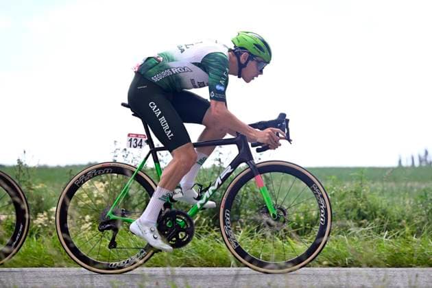Circuit Franco Belge 2026 Cycling Race MONT-DE-L ENCLUS, BELGIUM - JUNE 10 : Larronde Ellande (FRA) of Caja Rural - Seguros RGA during the 85th edition of Circuit Franco Belge an UCI ProSeries 1.Pro one day cycling road race for Men Elite of 195.6 km with start in Tournai and finish in Mont-de-L enclus on June 10, 2026 in Mont-de-L enclus, Belgium, 10 06 2026 ( Motordriver Stephan Boone - Mont-de-L enclus Belgium  Copyright: xTomasxSiskx