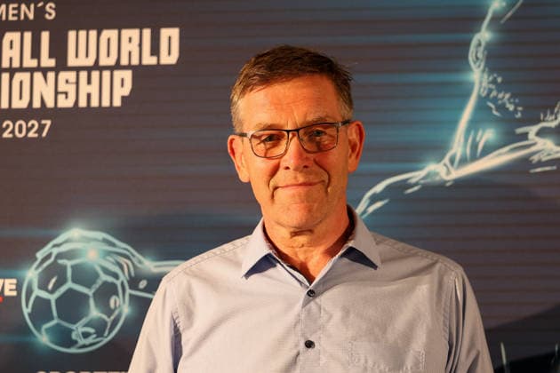 Alfred Gislason (Bundestrainer, DHB, Deutschland) beim Handball-Talk vor der Auslosung, GER, Auslosung zur IHF Handball-Weltmeisterschaft der Maenner 2027, 10.06.2026, GER, Auslosung zur IHF Handball-Weltmeisterschaft der Maenner 2027, 10.06.2026 Muenchen