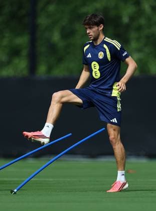 Aaron Hickey of Scotland Scotland Training Session and press conference, PK, Pressekonferenz 2026 FIFA World Cup, WM, Weltmeisterschaft, Fussball Football, Atrium Health Performance Park, Charlotte, USA - 10 Jun 2026Charlotte Atrium Health Performance Park United States of America EDITORIAL USE ONLY No use with unauthorised audio, video, data, fixture lists, club league logos or live services. Online in-match use limited to 120 images, no video emulation. No use in betting, games or single club league player publications. Copyright: xMichaelxZemanek Shutterstockx 16919987am