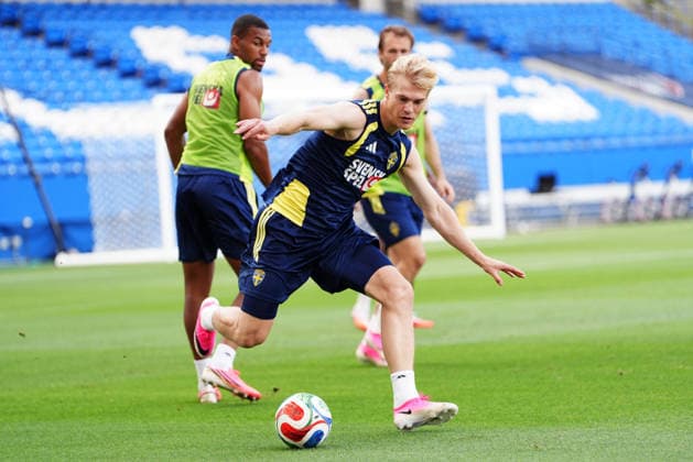 DALLAS, SWEDEN 20260610 Sweden s Lucas Bergvall as the men s national team, Nationalteam trains at FC Dallas Stadium on Wednesday ahead of the start of the World Cup.