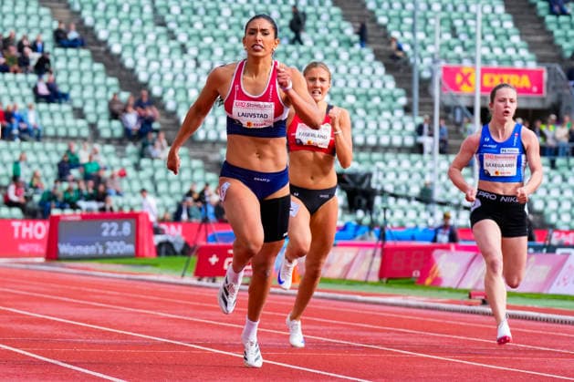 Athletics Bislett Games 2026 Oslo 20260610 Miranda Lauvstad in second place in the womens 200m national event during the Bislett Games at Bislett Stadium in Oslo Photo Heiko Junge NTB Oslo Norway EDITORIAL USE ONLY RESTRICTED USE FOR BETTING COMPANIES  Copyright: xHeikoxJungex xNTBx