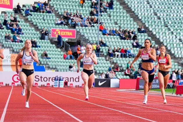 Athletics Bislett Games 2026 Oslo 20260610 Maren Bakke Amundsen, Marte Pettersen and Miranda Lauvstad in the womens 200m national event during the Bislett Games at Bislett Stadium in Oslo Photo Heiko Junge NTB Oslo Norway EDITORIAL USE ONLY RESTRICTED USE FOR BETTING COMPANIES  Copyright: xHeikoxJungex xNTBx