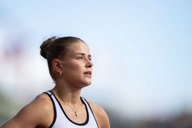 260610 Laura van der Veen of Norway ahead of women™s 400 meter national final during the Diamond League athletics competition Bislett Games on June 10, 2026 in Oslo. Photo: Marius Simensen BILDBYRAN COP 238 MM0071 bbeng friidrett friidrott athletics diamond league bislett games 2026 bislett games norge norway