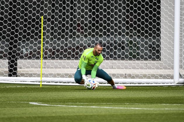 Weverton saves the ball during an open training session in preparation for their opening World Cup match against Morocco at Columbia Park Training Facility on June 10, 2026 in Morristown, NJ, United States.  Copyright: xRebekahxWynkoopx xSPPx Sportspressphoto_SPR164683
