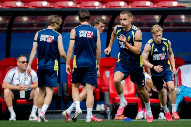 260610 Gustaf Lagerbielke of the Swedish national football team at a training session during day -1 of the FIFA World Cup, WM, Weltmeisterschaft, Fussball 2026 on June 10, 2026 in Dallas. Photo: Petter Arvidson BILDBYRAN kod PA PA1227 fotboll football soccer fotball vm fotbolls-vm fotball-vm fotbolls-vm 2026 fifa world cup 2026 träning practice training sverige sweden sverige a day -1 bbeng
