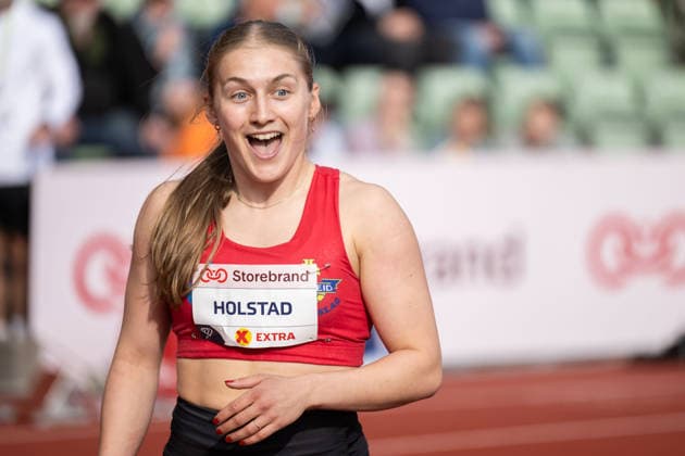 260610 Borghild Holstad of Norway after women™s 400 meter national final during the Diamond League athletics competition Bislett Games on June 10, 2026 in Oslo. Photo: Jon Olav Nesvold BILDBYRAN COP 217 MM0071 bbeng friidrett friidrott athletics diamond league bislett games 2026 bislett games norge norway jubel