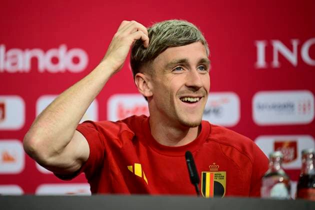 Belgian national football team - FIFA World Cup, WM, Weltmeisterschaft, Fussball 2026 - media activities 10 06 2026 RENTON, UNITED STATES OF AMERICA - JUNE 10 : Saelemaekers Alexis midfielder of Belgium pictured during a press conference, PK, Pressekonferenz at the training grounds of the Belgian national football team during the FIFA World Cup 2026 on June 10, 2026 in Renton, United States of America, 10 06 2026 Renton United States of America  Copyright: xJanxDexMeuleneirx